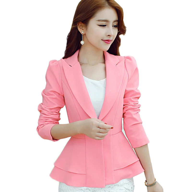 

2019 Spring Ladies Blazer Long Sleeve Women Suit Jacket Pink Blue Black Office blazer Outwear Female Tops Autumn Clothing AA690