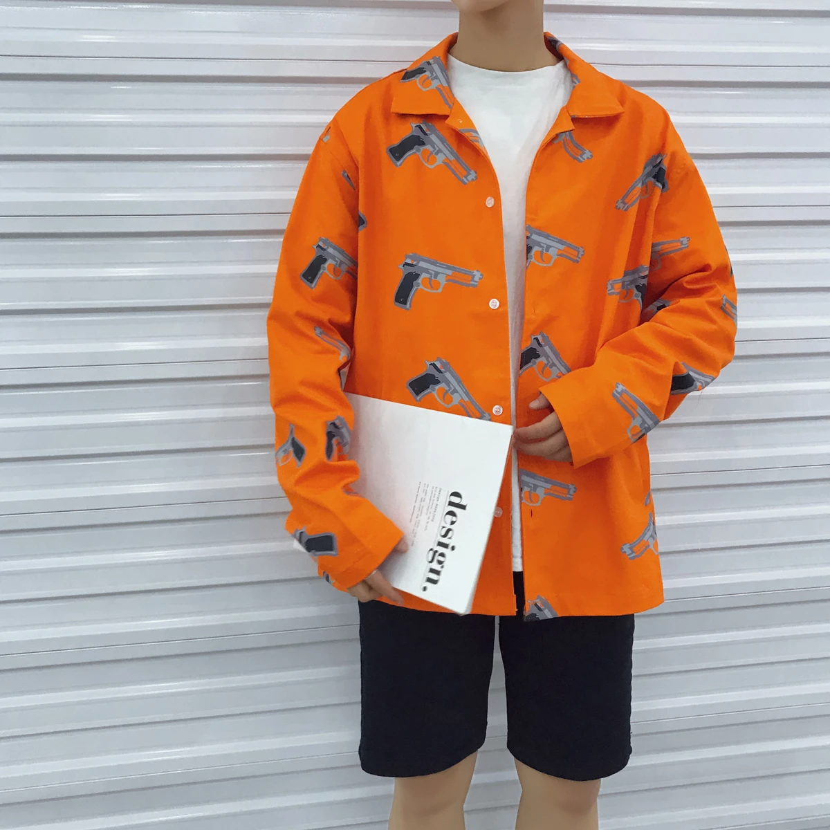 Мужские куртки, новинка, Весенняя повседневная одежда с принтом, большие размеры, индивидуальная трендовая хлопковая куртка в стиле хип-хоп, белая, оранжевая - Цвет: Оранжевый