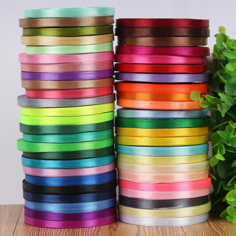 

25Yards/roll 6mm Silk Satin ribbons Party Wedding Decoration Gift Wrapping Christmas DIY Material Supplies gold ribbon grosgrain