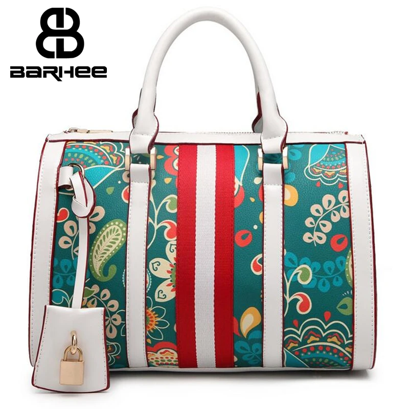 

New List Flower Print Luxury Women Handbag Boston Tote Office Ladies Top-handle Bag Famous Brand Design Women Messenger Bag