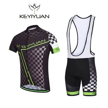 

2018 men KEYIYUAN Black white squares cycling clothing cycling Jersey Jersey Probike upper garment cycling jacket set