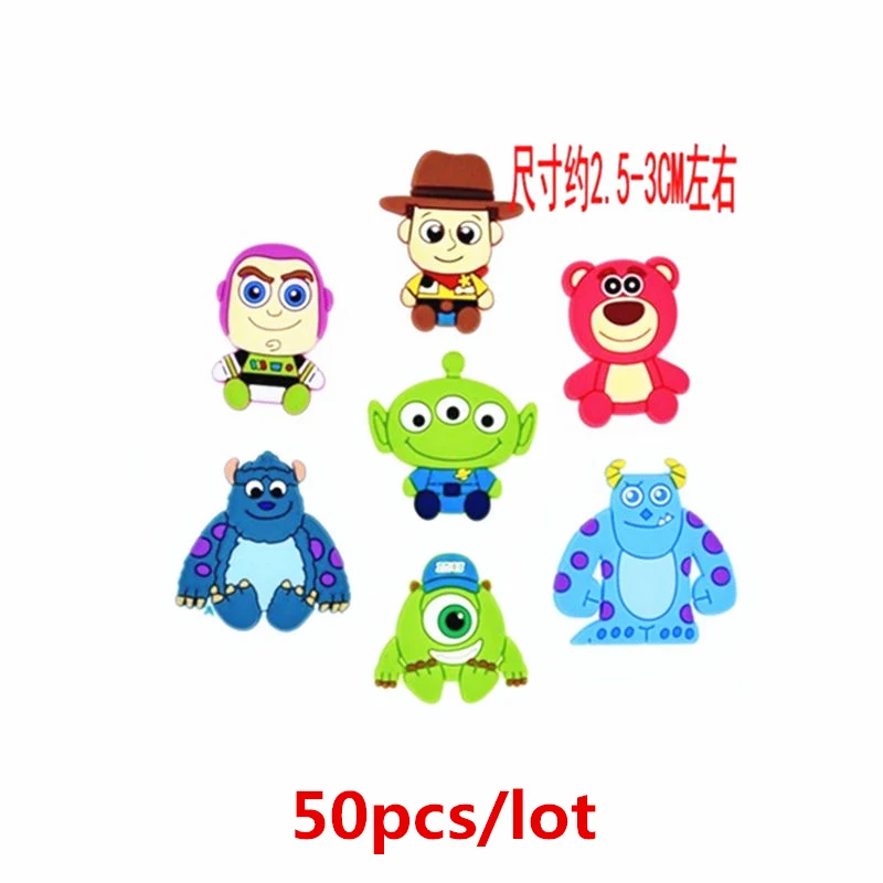 50pcs Kawaii Animal Toy Story PVC Soft decoration accessories Fit Shoe