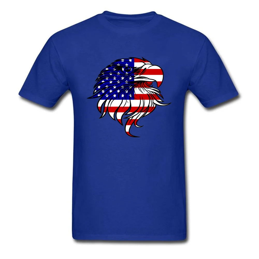 Prevailing American Eagle PatriotIndependence Day T-shirts O-Neck 100% Cotton Men T Shirt Short Sleeve Summer Fall Tops T Shirt American Eagle PatriotIndependence Day blue