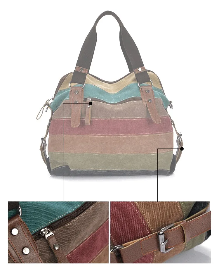 Женская Лоскутная сумка, холщовая сумка-шоппер, женские сумки через плечо, сумка-мессенджер, холщовая полосатая Женская Ручная сумка, винтажная Повседневная сумка