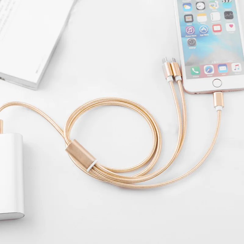 

USB Cable For iPhone XS X 8 7 Charging Charger 3 in 1 Micro USB Cable For Android USB Type C Mobile Phone Cables For Samsung S9