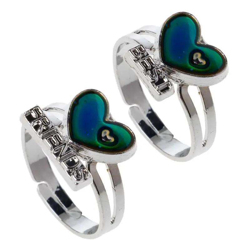 

2pcs Best Friend Color Change Mood Ring Emotion FeelingTemperature Rings BFF Jewelry Ring Finger Ring