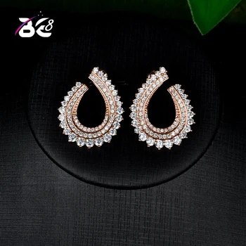 

Be 8 New Sparkling Clear AAA Cubic Zirconia Stud Earrings Women Jewelry High Quality Cycle Shape Earring for Birthday Gift E719