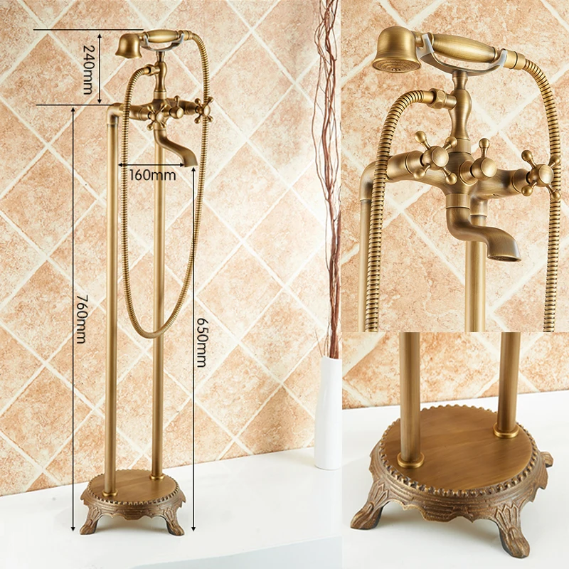 Buy Solid Brass Antique Brass Bathtub Faucet Bathroom