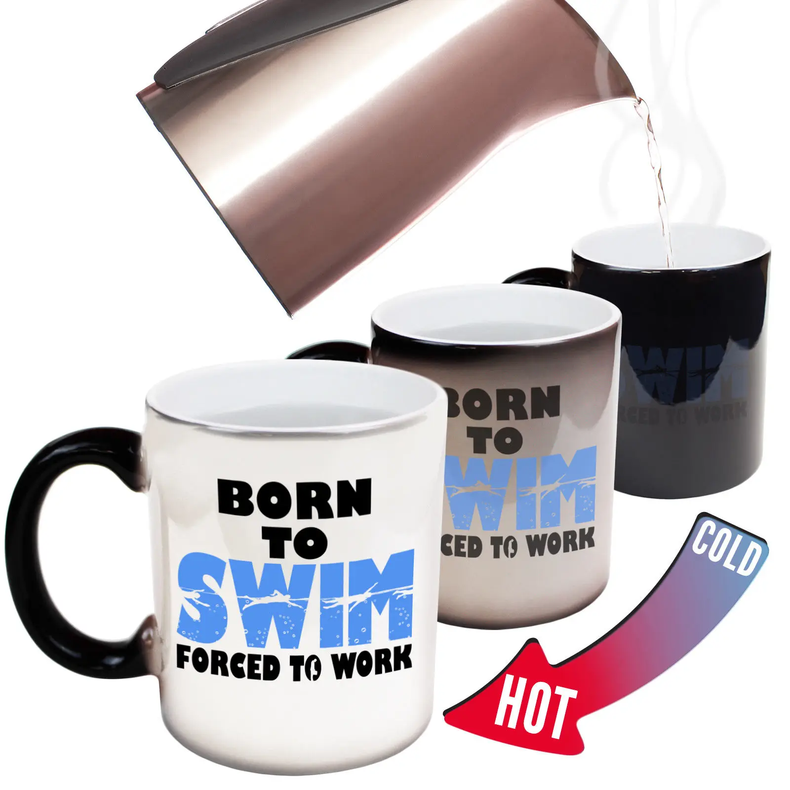 

Scuba Diving Mugs OW Born To Swim Forced To Work Snorkelling Dive MAGIC MUG