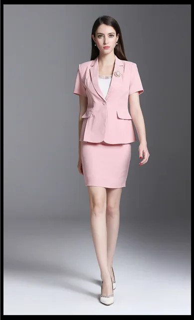 Skirt suit pink beautiful girl skirt suit overalls office ladies suit ...