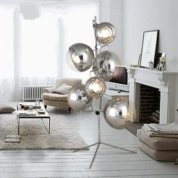

Modern Stooping LED Floor Lamps Living room Electroplated Glass Ball Lampshade standing lamp Bedroom Lustr Lighting luminaire