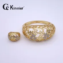 Dubai Retro crystal African wedding is full of gold jewelry sets 24K gold-color jewelry pearls classic dress Ring Bracelet