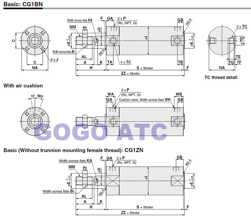 CG1 clamping cylinder details 3