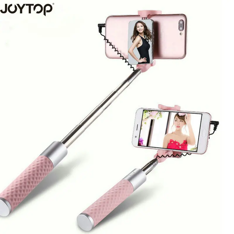 

JOYTOP High Quality Selfie Stick with mirror For iPhone Smartphone Extendable Monopods Big Mirror Wired Selfie Stick Monopod