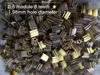 

10PCS 0.6M 8T (0.6 module 8 teeth)1.98mm hole diameter copper gear