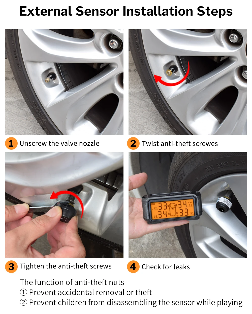 Система мониторинга давления в шинах TPMS датчик солнечной безопасности автомобиля умный контроль шин беспроводной 4 колеса внутренняя и внешняя датчик s