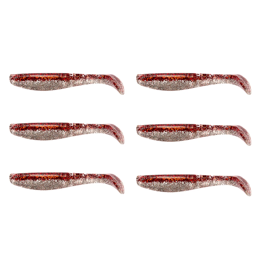 6pcs Swimbaits Minnow/Shad Paddle Tail Worms Soft Fishing Lures Baits for Saltwater and Freshwater Bass Trout Walleye Lure