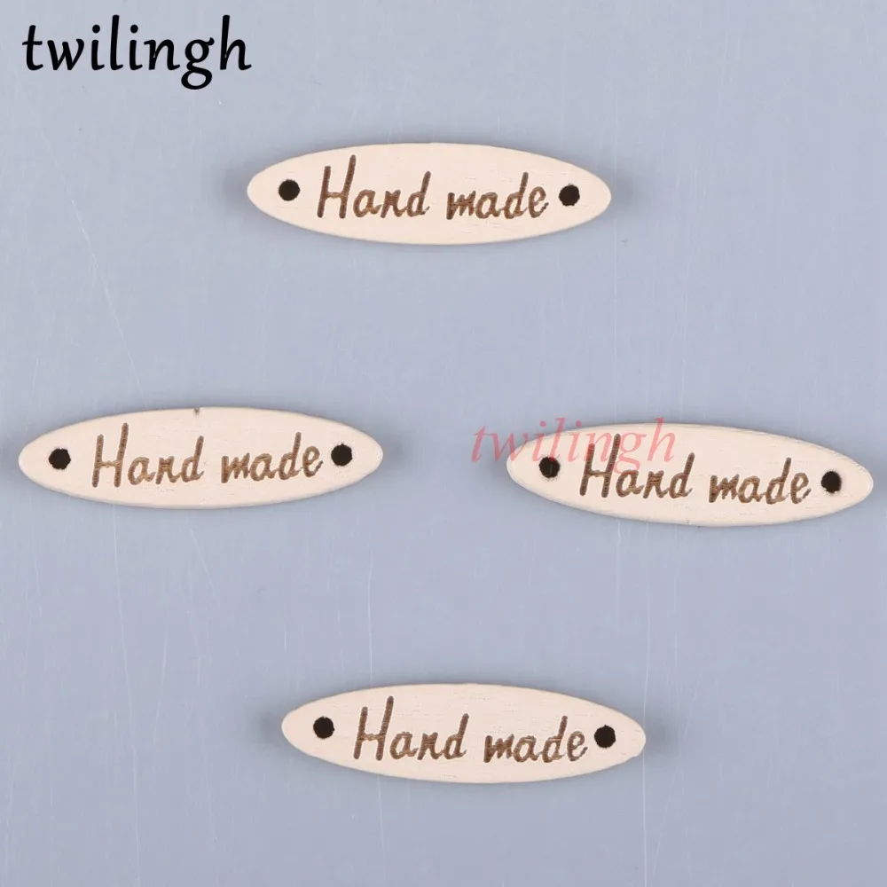

twilingh 50Pcs Natural Color Wooden Buttons Handmade Letter 2 Holes