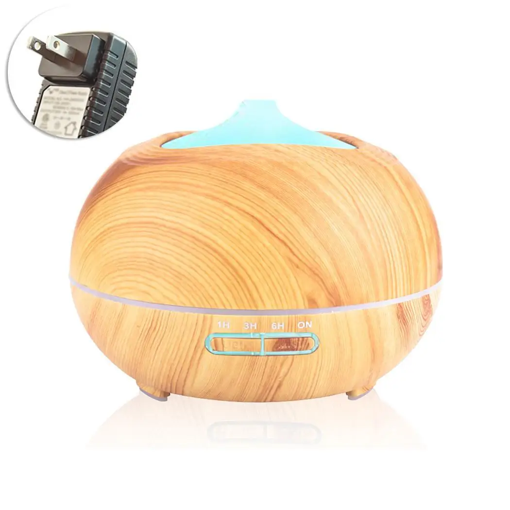 

400ml Ultrasonic Air Humidifier Aroma Essential Oil Diffuser Timing Humidifier Mist Fogger Maker LED Light Wood Grain Home