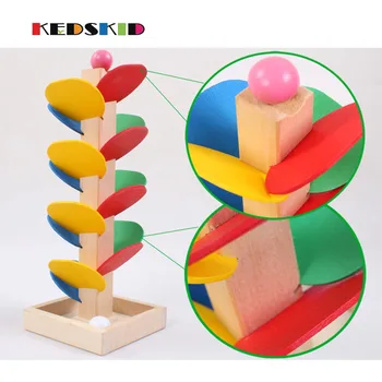 

Leaves Tower Ball Game Color Disassembly Dropping Game Children Puzzle Wooden Assembled Toys