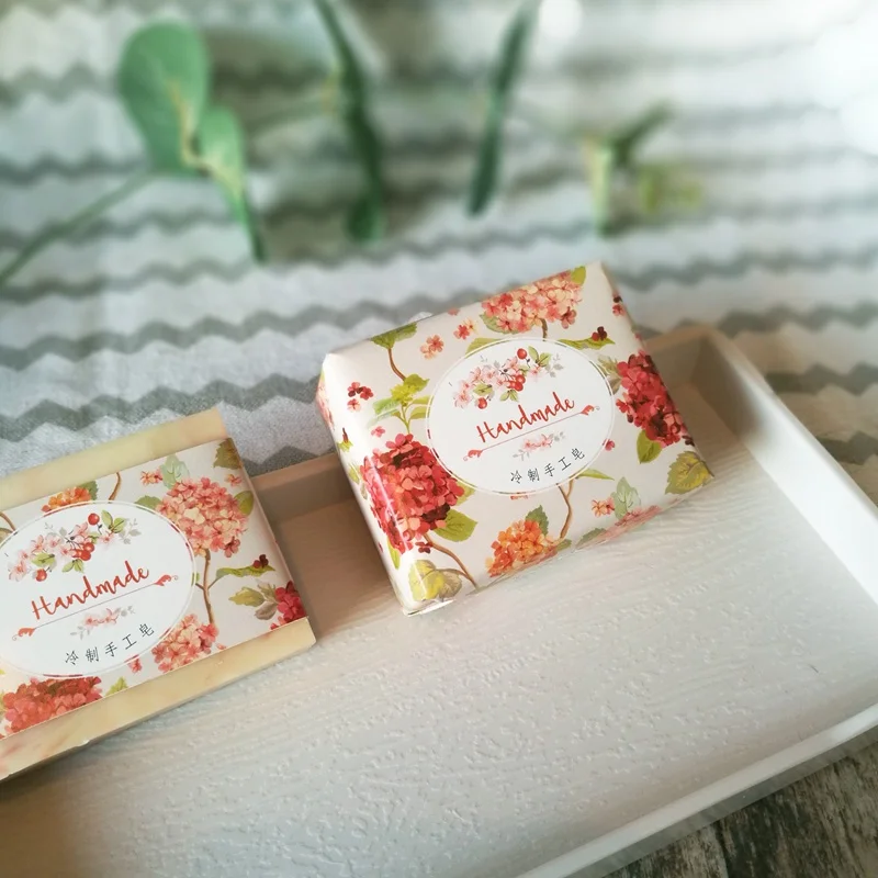 

Red Hydrangea Natural Handmade Soap Wrapping Paper Soap Box Packaging Soap Waist Sealing Wrapper Packing Wholesale