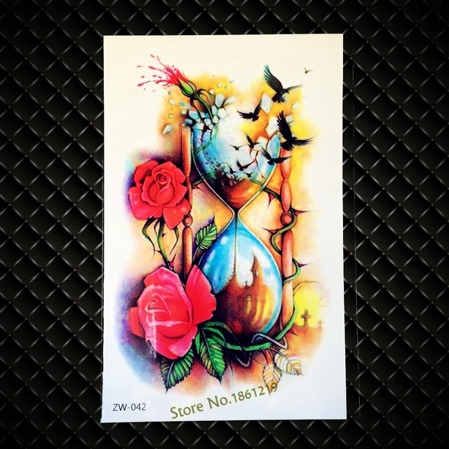 1pc high quality 3d tattoo sticker hourglass flying birds tatoo 1pc high quality 3d tattoo sticker hourglass flying birds tatoo