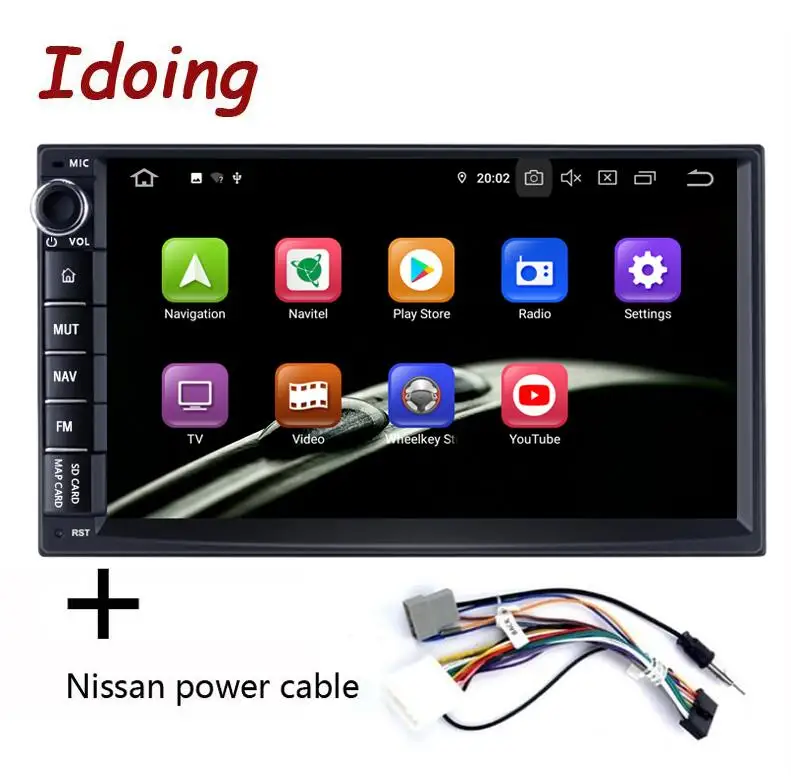 Idoing " 2 Din универсальный автомобильный Android 9,0 Радио мультимедийный плеер PX5 4G+ 64G Восьмиядерный gps навигация ips DSP TDA 7850 без DVD - Цвет: Nissan Power Cable