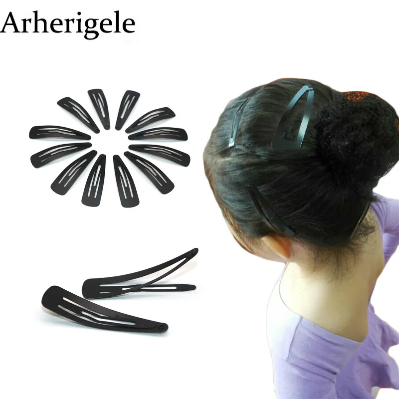 12pcs Women Girls Hair Snap Clips Simple Metal Water Drop Hairclips Hairband