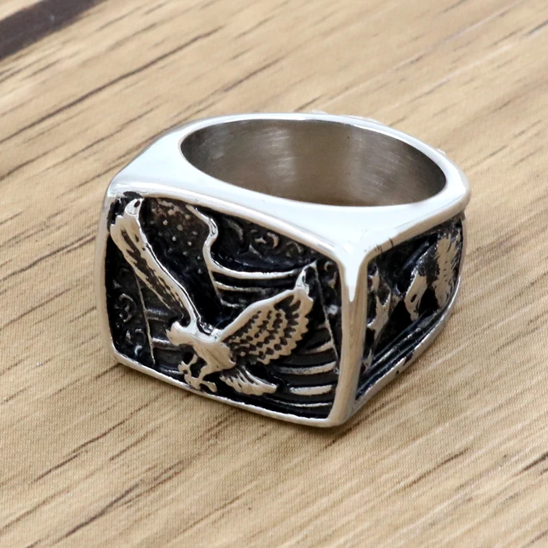 2018 New Mens Biker Rings Live To Ride Eagle Ring Vintage