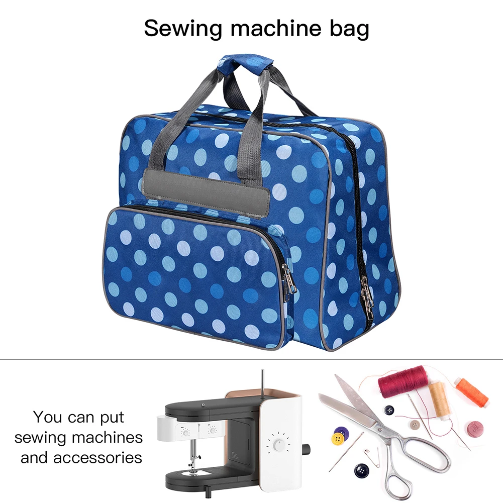 Дорожная прочная вместительная сумка для швейной машины многофункциональные сумки для хранения модная Полезная Ткань Оксфорд с узором в горошек - Цвет: Blue