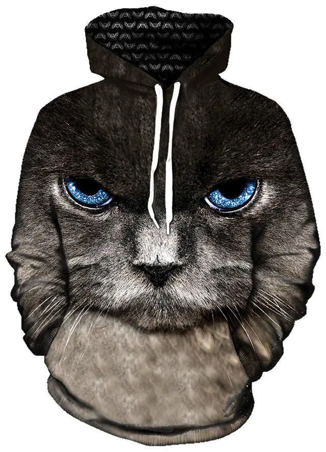 2018 Printed EYE OF THE KITTY UNISEX HOODIE Famous Brand Harajuku ...