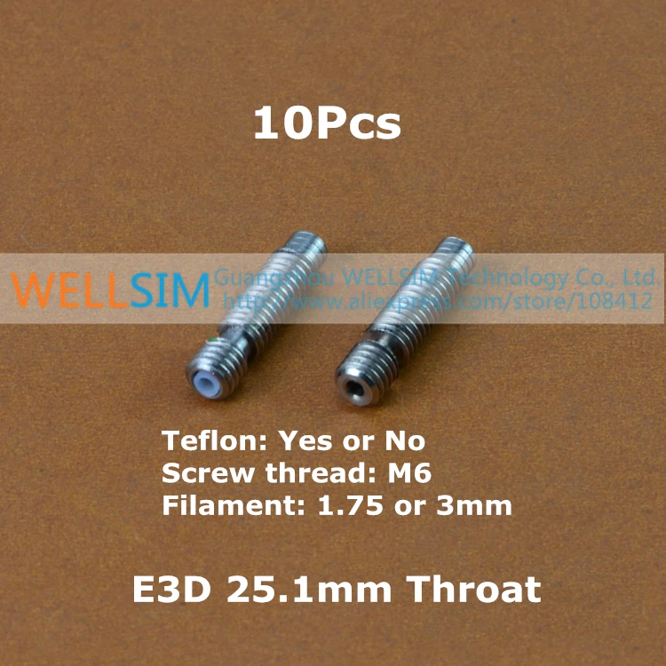 

10Pcs E3D Heat Break Hotend Throat 25.1mm For 1.75 mm 3mm with Teflon Filament Makerbot E3D Throat Tube Pipes For 3D Printer