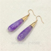 H-ce33 кукурузы Форма Исцеление Кристалл аметисты Дракон Агат Длинные висячие серьги золото Цвет
