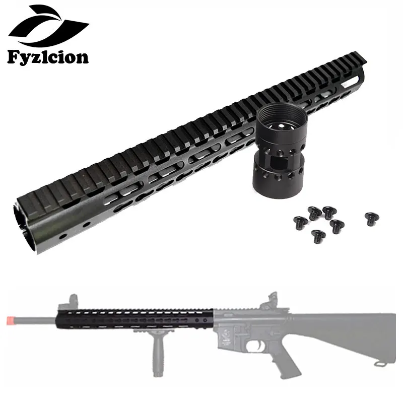 

Hunting AR-15 M4 M16 15" inch Free Float NSR KeyMod Handguard Mount Bracket with Detachable Rail BLACK Barrel Nut