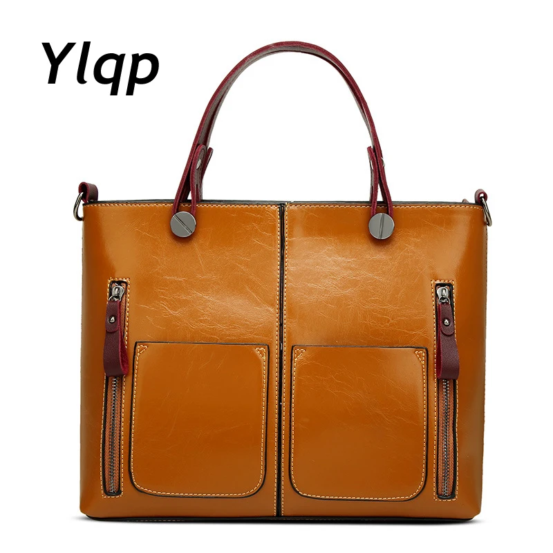 

2018 New Arrival European and American Style Vintage Oil Wax PU Leather One Shoulder Bags Handbags Women Famous Brands Tote Bag