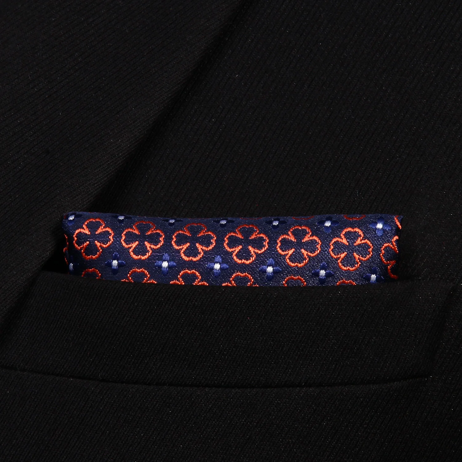  Classic BF606VS Navy Blue Orange Floral Bowtie Men Silk Self Bow Tie handkerchief set Pocket Square