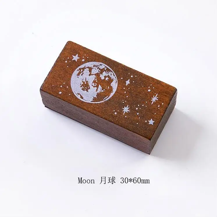 

Vintage moon/ plant/barren hill/cotton/forest/fern retro seal stamp wood and rubber seal log rubber stamp decorative dairy book