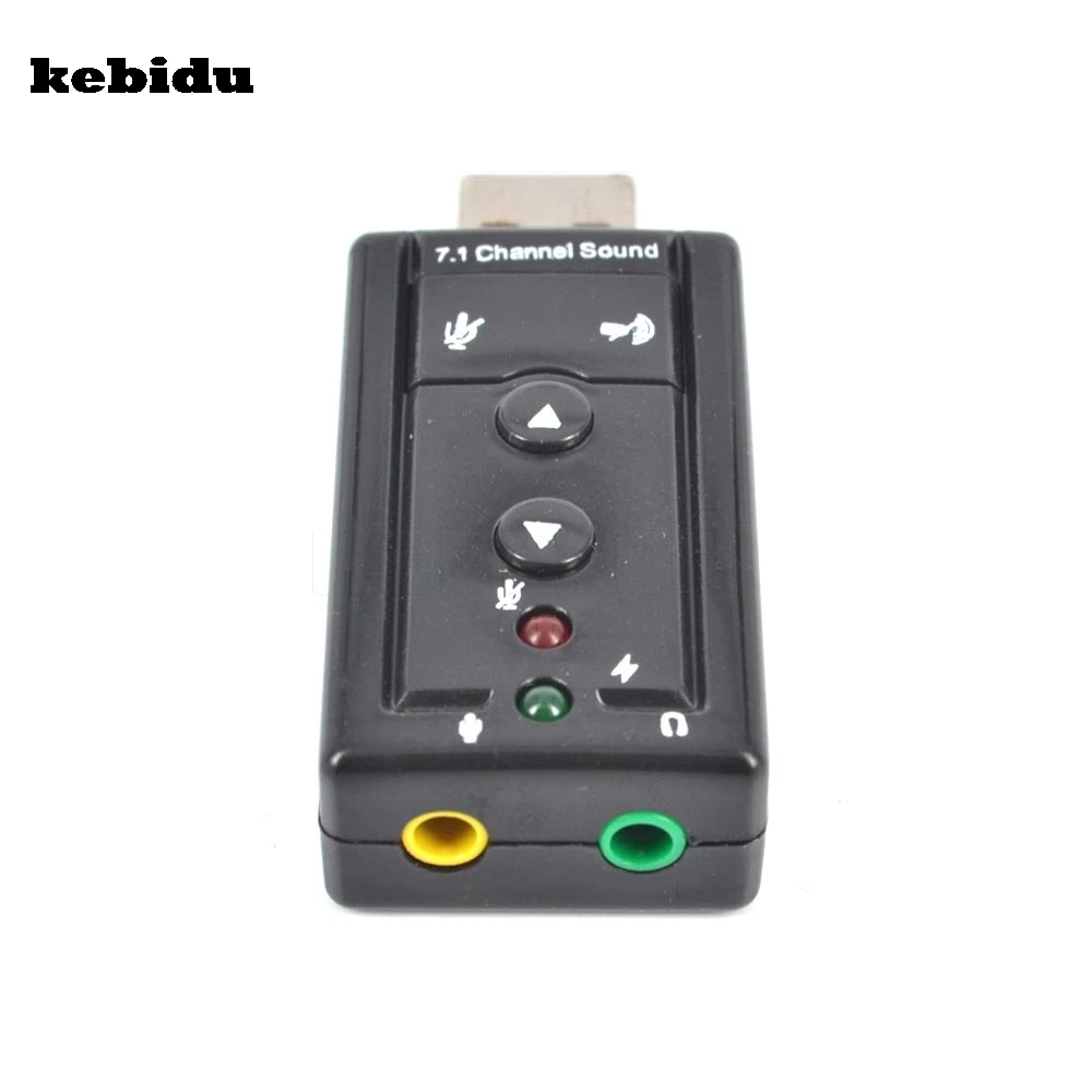 3D Audio Adapter 7.1 Channel External USB2.0 Sound Card with 3.5mm Headset Mic