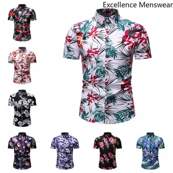 

Men Fashion Hawaiian Shirt Short Sleeve Summer Beach Style Social Mens Patterned Shirts Hawaii Causal Shirts Korean Fashion LL