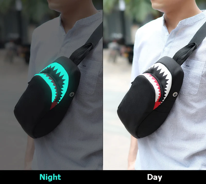 Anti Theft Backpack Men Women Oxford USB Charging Chest Bag Shark Night Reflection Design Teenager Single Shoulder Bag BP0219 (16)