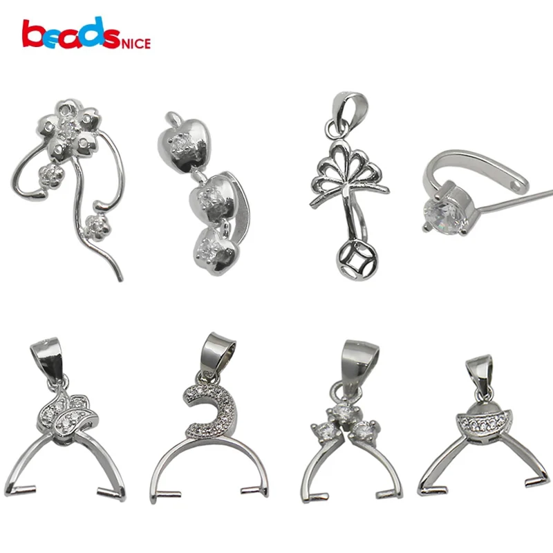 silver P Prettyia 3pcs 925 sterling silver Pinch Clip Clasp Bail Necklace Clasps Pendant Clasps