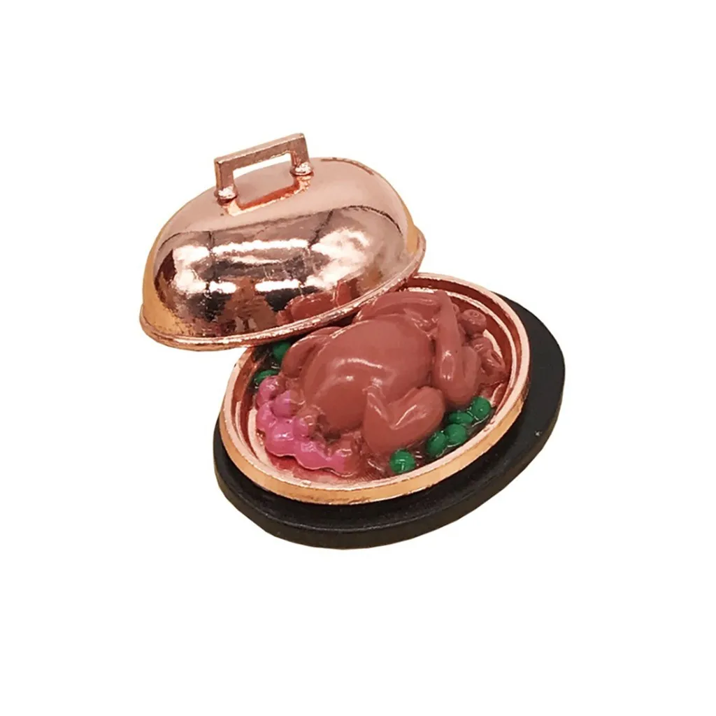 

1:12 Dollhouse Miniature Food Christmas Turkey With Lid Pretend Play Toy Decoration Toys for Children Doll House AccessoriesA515