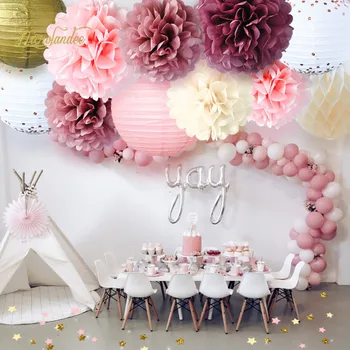 

NICROLANDEE New 12Pcs/Set Paper Honeycomb Ball Lantern Flower PomPomWedding Birthday Party Decoration DIY Decor