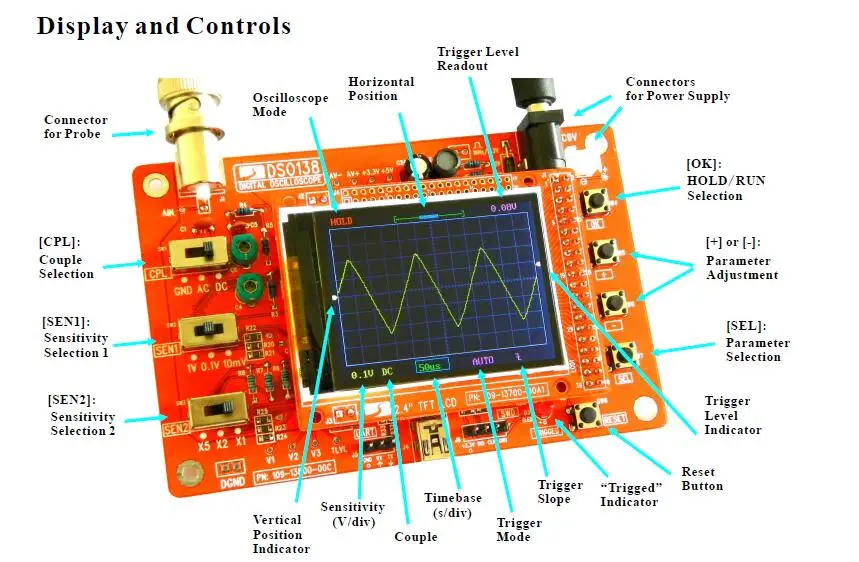 DSO138 2,4 цифровой осциллограф TFT DIY kit SMD части Предварительно припаяны портала osiclloscope JYETech официальный собственный магазин