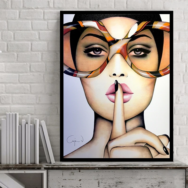 Modern Hot sale Figure Painting Canvas Poster&Prints Custom Wall Art Painting Fashion Girl Wall Picture Bedroom Home Decor