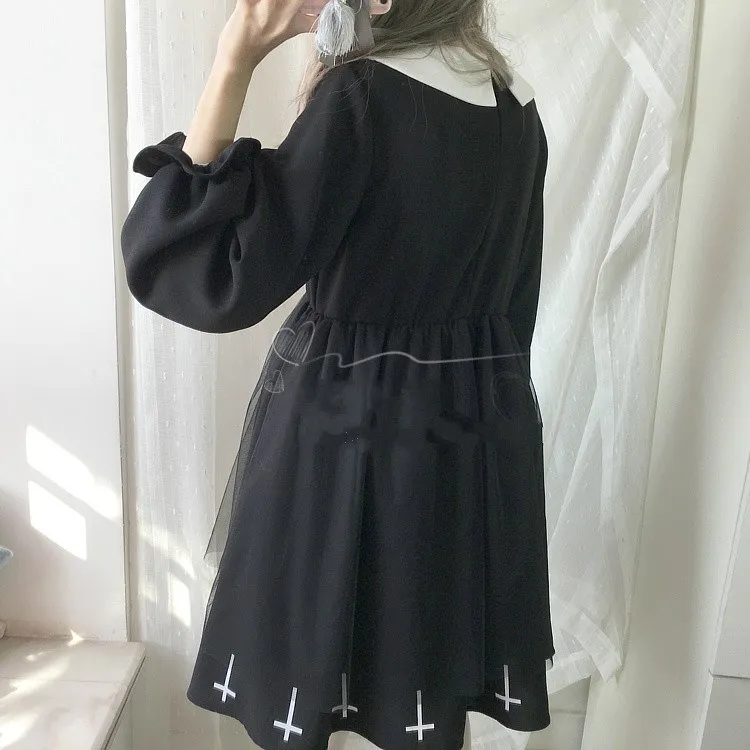 Harajuku уличная мода крест Косплей женское платье японский Готический стиль звезда