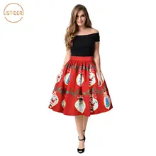 ISTider/, рождественский подарок для жены и дочки, винтажные элегантные женские юбки с высокой талией, модные красные, для рождественской вечеринки, Saia Midi
