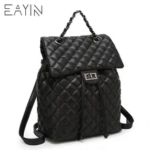 Diamond Lattice Women Leather Backpack Casual Backpack Bag For Teenager School Travel Back Pack Female Bag Mochila Escolar
