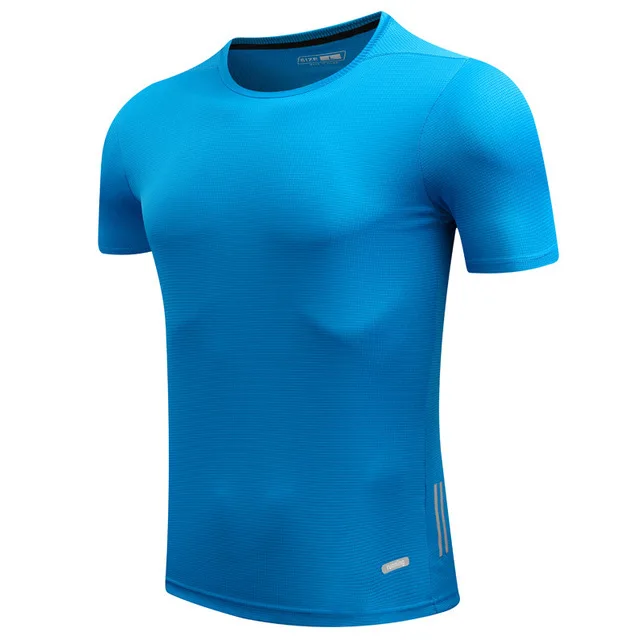 Мужские и женские футболки для бега, спортивные шорты+ короткие рукава, дышащие тренировочные костюмы для бега, бадминтона, тенниса, гольфа - Цвет: Sky blue T-shirt