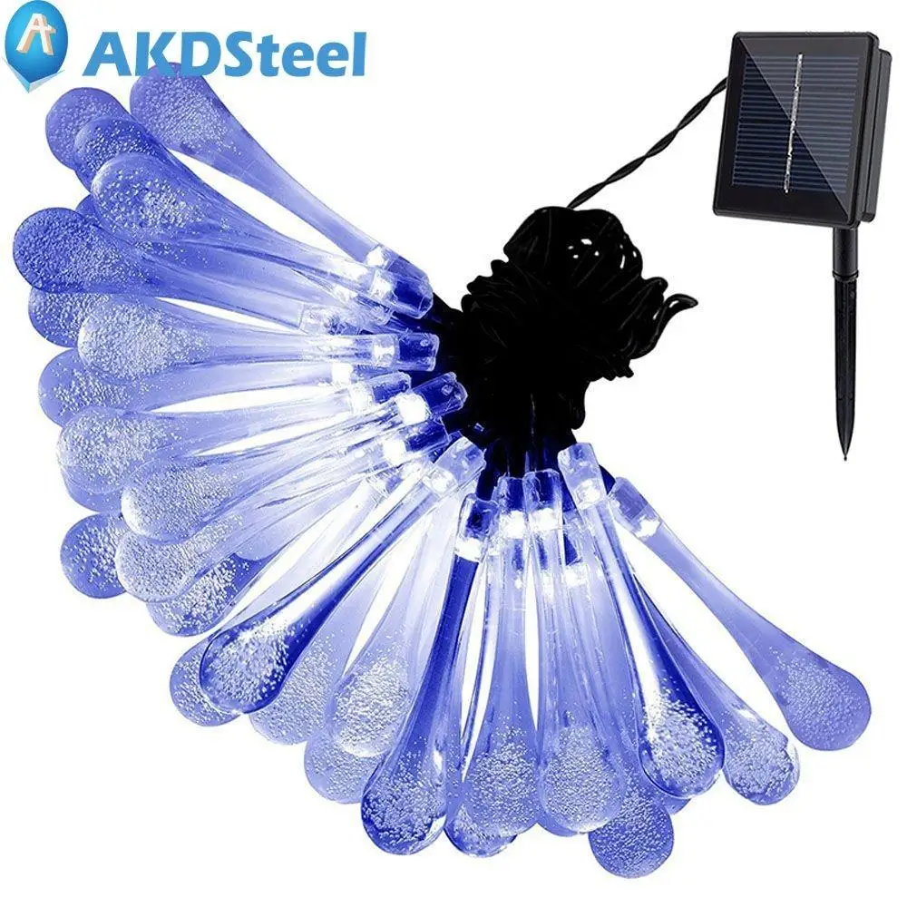 Akdsteel открытый Солнечный свет строка 21ft 30 led капли воды гирлянды 8 режимов